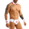 Mens Lingerie Doctor Infermiera Sexy Cosplay Role Play Costumes Set di slip di jockstraps da club con colletto e polsino 2106162078879