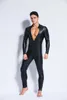 Catsuit Kostümler Erkekler Wetlook Sahte Deri Tek Parça Cilt Bodysuit 2022 Seksi Açık Kasık Tayt Catsuit Zentai Takım Erkek Kostüm Kulübü