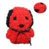 Valentijnsdag geschenk 25cm rode roos teddybeer en hond rose bloem kunstmatige decoratie kerstcadeau Valentines geschenk 210624
