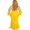 Plus Size Klänningar för Kvinnor Sheer Mesh Långärmad Bröllop Evening Party Maxi Dress Robe