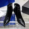 Stivaletti da donna nuova punta a punta in vera pelle con tacco inclinato scarpe corte femminile autunno inverno moda stivale martin stile britannico