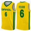 2019: e VM -teamet Brasil Basketball Jerseys 9 Marcelinho Huertas 14 Marquinhos Sousa Cristiano Felicio Vitor Benite Anderson Varejao Shirt