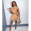 Womens Short Tracksuits Summer Digital Embroidered High Neck Vest And Shorts Two Piece Set Sexy Hollow Out Nightclub Outfits