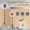 13Inch 10INCH LED Selfie Ring Light Dimmable Photography Belysning med telefonhållare stativ för YouTube Makeup Video Live