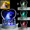 Customized Crystal Po Frame Colorful LED Base Laser Engraved Picture Souvenir Gift Personalized Glass Wedding Po Frame 210611