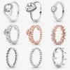 Authentic 100 925 Sterling Silver Sparkling Teardrop Halo Princess Tiara Crown Flower Beaded Rings Women Jewelry7890187