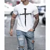 T-shirty męskie swobodne mężczyźni Tshirt All-Match Jezus Christ Cross 3D Printed T-shirt 2021-Selling Short-Sleeved Oversizezed 300n