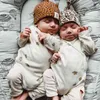 Encelibb Ks Urodzony Dziecko Z Długim Rękawem Pajaciki wykonane z Organic Cotton Marka Design Niemowlę Chłopcy Dziewczyny Kwiat Wiśnia Wzór Onesie 211101