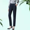 ブラックスーツパンツ女性ハイウエストサッシポケットオフィスレディースファッション中年ネイビーブルーモキジンQ0801