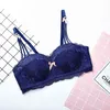 women bra lace rimless bra Small chest half cup Butterfly-knotted underwear Comfortable and breathable lingerie femme 211110