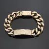 Goldfarbe Männer vereist Edelstahl Marke Frauen Armbänder Mode Strass Miami Cuban Link Kette Hip Hop Armband