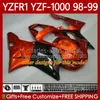 YAMAHA YZF-R1 YZF1000オレンジホワイトYZF R 1 1000 CC YZFR1 98 99 00 01 BODYWORK 82NO.101 YZF R1 1000CC 1998 1999 2000 2001 YZF-1000 98-01オートバイボディキット