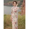 Etniska kläder Cheongsam 2023 High-End Retro Temperament Dress Autumn Daily Long Sleeve Young Women.