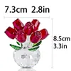 H&D Crystal Red Rose Figurine Art Glass Spring Bouquet Dreams Ornament Home Wedding Decor Souvenir Collectible Gift For Her/Mom 210811