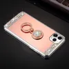 10 stks Hot Bling Mirror Cases voor iPhone 11 Pro MAX XR XS MAX 8 7 6 6S Plus SE 2 Diamond Crystal Kickstandhouder met Stand Capa