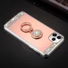 10 adet Sıcak Bling Ayna Kılıfları iphone 11 Pro Max XR XS Max 8 7 6 6 S Artı SE 2 Elmas Kristal Kickstand Tutucu Standı Çapa