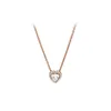 Genuine S Sterling Sier Fit Couple Rose Gold Classic Elegant Necklace Set DIY Love Heart Blue Crysta Charm for Beads Charms