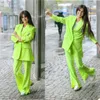 Vert vif célébrité femmes Blazer pantalons costumes loisirs lâche bureau dame fête bal veste tapis rouge tenue manteau (veste + pantalon)