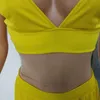 Kadınlar İki Parçalı Elbise Seksi Şifon Kayışı Derin V Boyun Sutyen Kırpma Üst Yüksek Bölünmüş Maxi Elbiseler Etek Seti