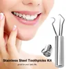 Cure-dents en métal bâtonnets de cure-dents en acier inoxydable cure-dents de poche fil dentaire pour le nettoyage des dents soins des dents