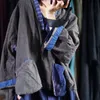 Johnature Хлопковое белье ретро лоскутное карманное карманное нерегулярное пальто осени свободно комфортабельный все матч женские длинные рукава пальто 210521