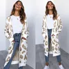 Damer leopard print cardigan kvinnor sexiga stickade tröjor kvinnliga långärmad trendig stil tröja kvinnors utomhusgata varma cardigans