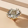 Cluster Rings Luxury Crystal Sunflower For Women Wedding Jewelry Fashion Gold Color Flower Adjustable Finger Ring Valentine's Day Gift