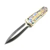 9 Models Sca Gold Abalone Shell Handle Straight Fixed Blade Knife Double Action Fishing EDC Pocket Tactical Knifes Survival Tool