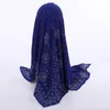 105 * 105cm bubbla Chiffon Square Islamic Scarfes Kvinnors Plain Colors Muslim Headscarf med Rhinestone Pearl Decor Arab Shawl Q0828