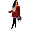 Women Shirt Dress 2022 Designer Fashion Lapel Neck Long Sleeve Plaid Stitching Casual Skirt