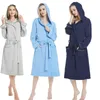 Haute qualité printemps automne femmes Robes grande taille Simple tricoté coton à capuche peignoir femme mince à manches longues Robe de bain 5XL 210924