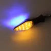 2pcs 12V Moto universelle Moto Turn Signal Signal Indicateur d'éclairage Clignotant Ambre Lumière Dual Couleur 12 LED Bleu Ambères Lampe pour Yamaha Honda Suzuki Kawasaki
