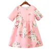 Bear Leader Girls Dress Summer European and American Style ShortSleeve Children Flower Pattern Princess Dress Girls Dresses 3-8Y 210708