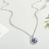 Blue Evil Eye Kettingen Luxe Kristal Strass Ronde Hanger Sleutelbeen Ketting Zilver Goud Choker Sieraden Mode Bedel Lucky Turkije Duivelsogen Kerstcadeaus