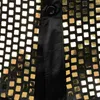 Glänsande guld sequin svart silke klänning tröjor män långärmad knapp ner glänsande skjortor manlig nattklubb fest prom chemise 210522