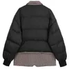 Lanmrem Zima Collar Collar Plaid Patchwork Single-Breasted All-Mecz Stree Wear Black Cotton Padded Jacket 2A2947 210910