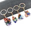 Folk Crafts Gemstone Porte-clés en pierre naturelle Quartz Rough Raw améthyste oeil de tigre Crystal Keychain Agate Ore Meditation Pendant hangbag hangbag bijoux de mode