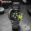 Sanda 2021 Creative Stainless Steel Custom Design Super Car Wheel Waterproof Men's Watch Relogio Masculino