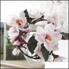 Decorative Flowers & Wreaths Festive Party Supplies Home Garden 185Cm Artificial Magnolia Flower Branch Silk Azaleas Foaming Branches For We