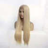 Blondynka Syntetyczny Lacetal Wig Symulacja Ludzkich Włosów Koronki Przednia Peruki 12 ~ 26 cali Długie Jedwabiste Perreques 180703-26