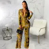 SMR9373 European and American sexy women's jumpsuit fashion digital printing long-sleeved suit