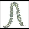 Decoratieve bloemen kransen 2m kunstmatige eucalyptus garland hangende rotan bruiloft groen party backdrop boog muur decor nfxq0 ywvic