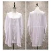 Bordado White Beach Dress Túnica para o denta de Praia Bikini Cobertura até o maiô capa kaftan pareos # Q763 210420