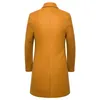 Stylish Long Wool Trench Coat Men Winter Brand Mens Notch Lapel Cashmere Coat Slim Fit Male Overcoat Blend Pea Coat 6XL 210522