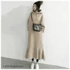 Vestido de Inverno para Mulheres Sólidas Com Capuz Outono Sereia Ruffles Vestidos Vintage Vintage Japonês Vestidos Longos 19275 210415