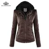 Bella Moto Jacket women Zipper coat Turn Down Collor Ladies Outerwear faux leather PU female Jacket Coat 211007