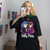 サリーフェイスプリントレギュラーTシャツの女性面白い綿の半袖Tシャツ夏のファッションカジュアルな少女のための半袖ティー