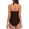 Mulheres femininas Mulheres Halter One Piece Biquíni Confira Push-Up Monokini Monokini Macaco de macacão Swimset Swimsuth Aritão de banho de roupas de praia#30