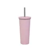 700ml Large Capacity Straw Mugs Stainless Steel Double Wall Insulation Mug with Lid and Straws Reusable Cup