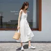 Summer Dress Girls Party Female Vintage slip braces white Sleeveless Women Dresses long oversize Robe Vestido 210417